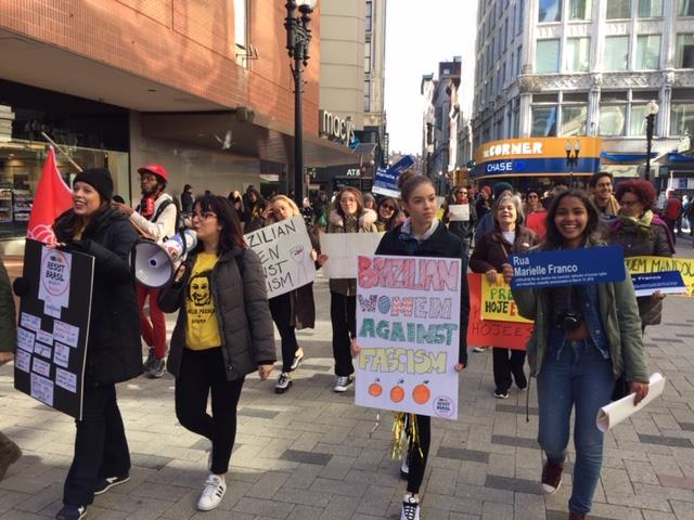 Brazilian women marching against fascism