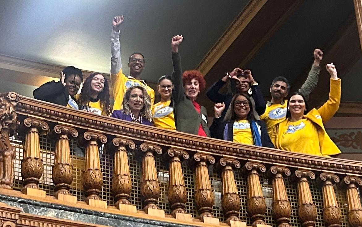 BWG members raising fists at the State House
